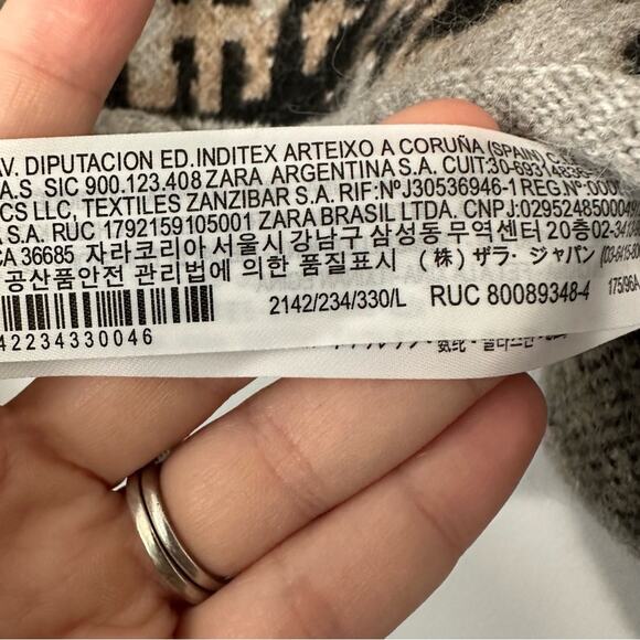 Zara cropped leopard print sweater size large wool crew neck mobwife - Picture 7 of 9